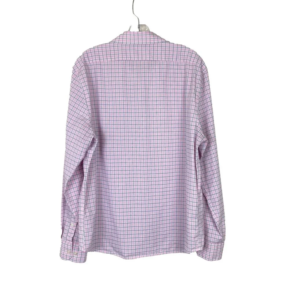 Banana Republic Men's Button Up Shirt Size L Pink Black White Plaid Untucked Fit